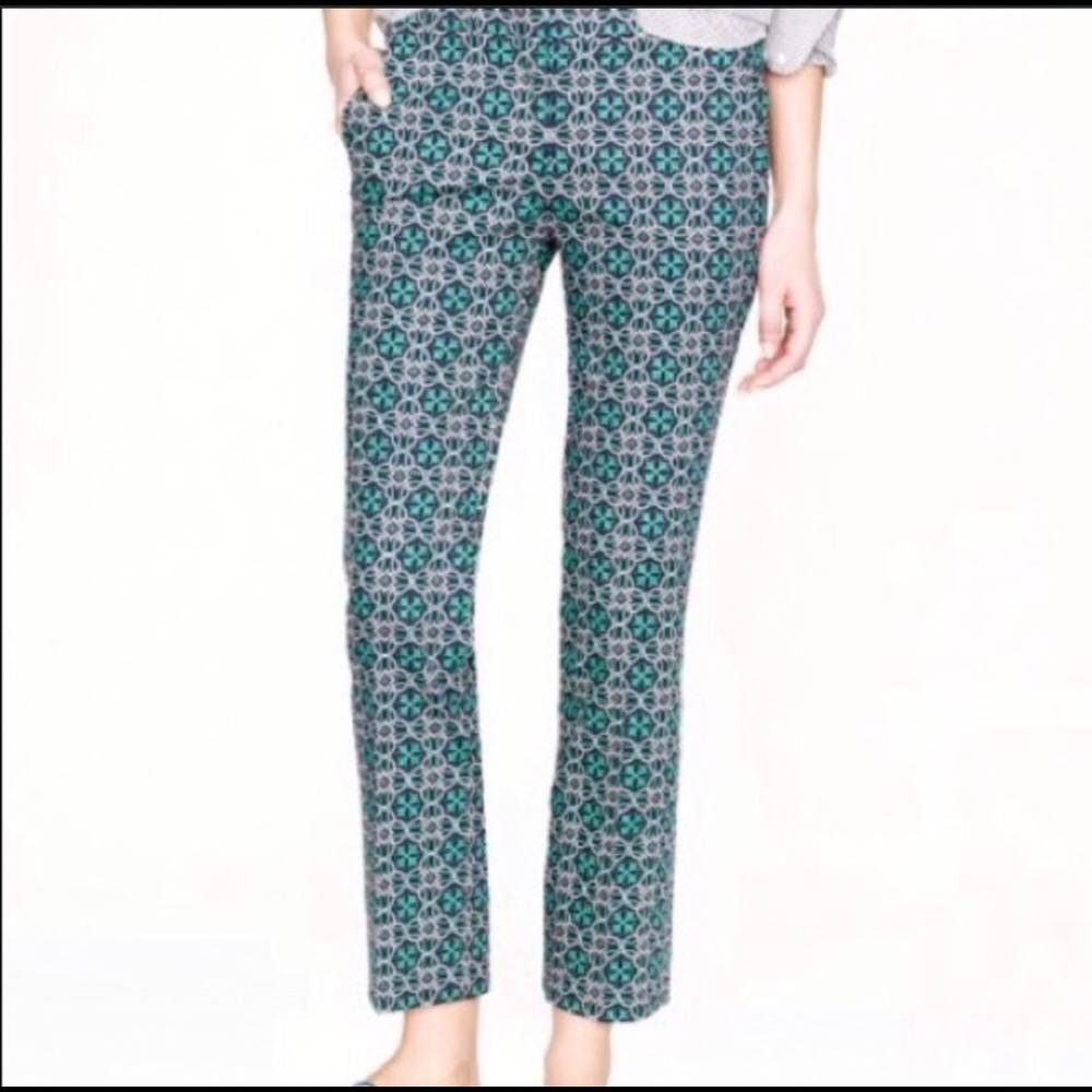 🌺NWOT J Crew green and pink ankle pants